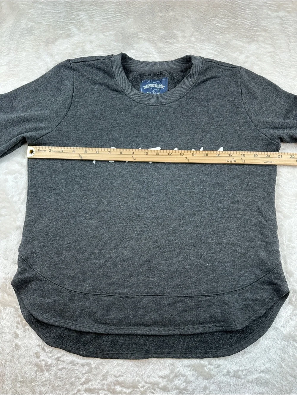 State of Mine Size M Charcoal Crewneck with Montana Multicolor Dot Details